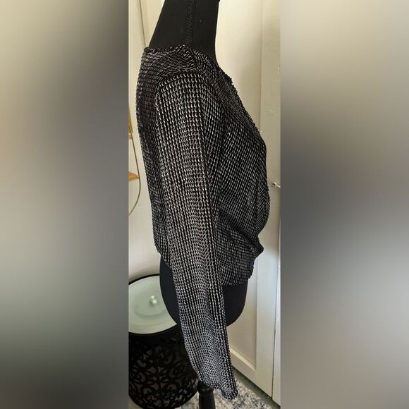 Zara Metallic Mesh Top Silver Small EUC - Picture 3 of 6